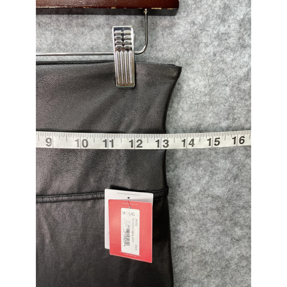 Spanx Faux Leather Leggings Womens Large Petite Black High Rise Shaping Pants - Picture 5 of 10